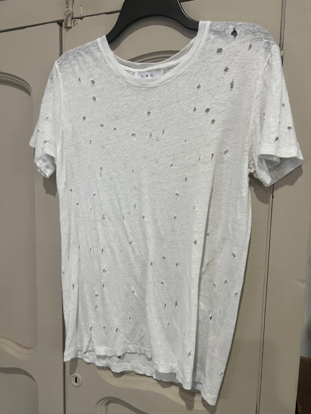 EUC sz M IRO White Linen Distressed Slub Tee